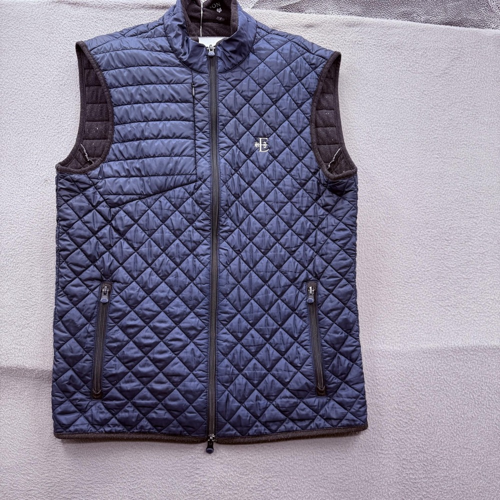 Greyson Vest Mens Medium Blue Quilted Insulated Full Zip Golf Pockets Layer